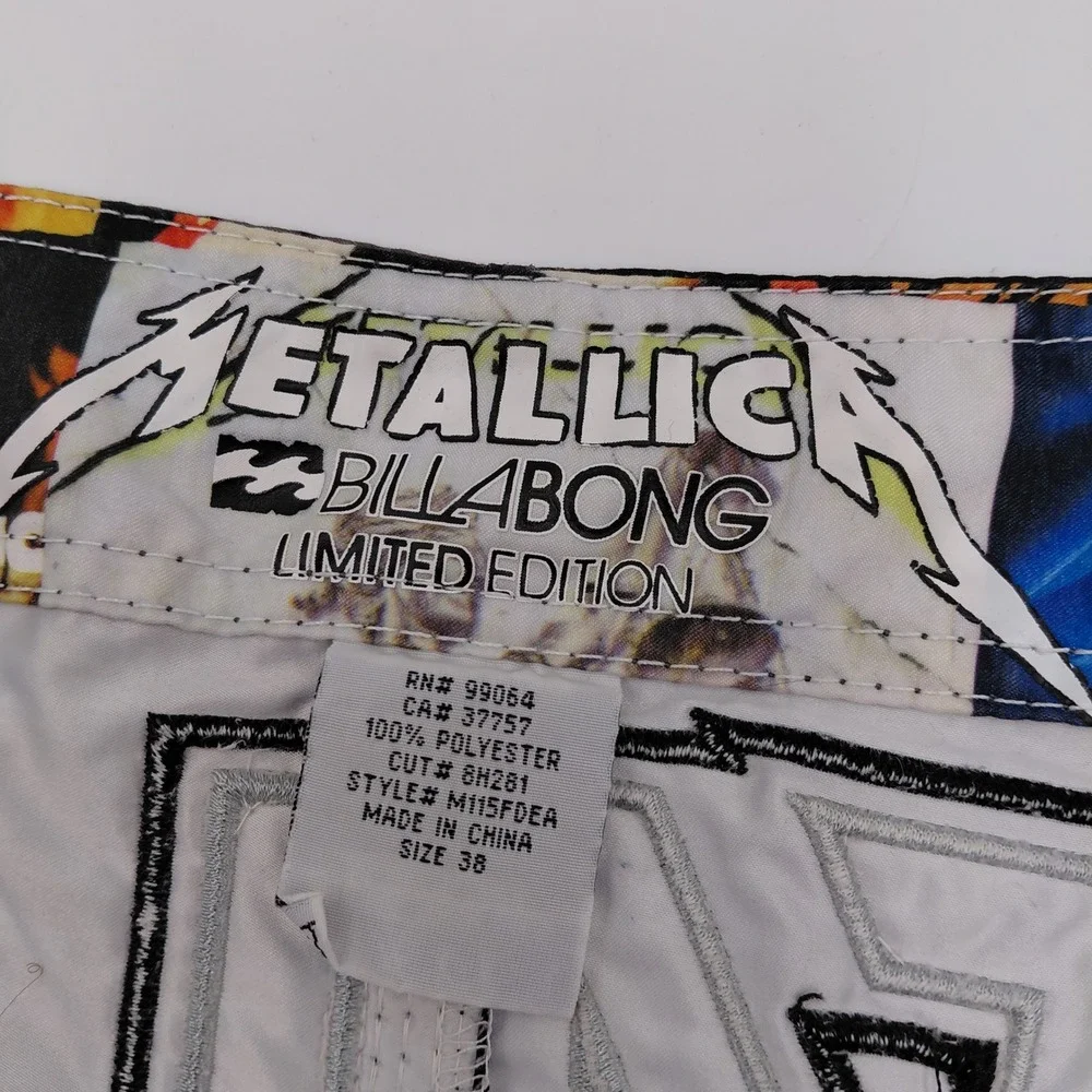 Billabong Metallica Limited Edition Board Shorts Mens 38 Y2K Surf Swim Trunks